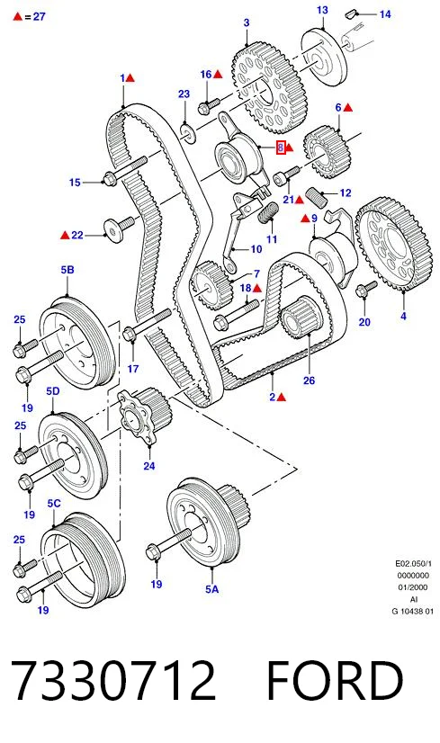 Rolo de reguladora de tensão da correia do mecanismo de distribuição de gás para Ford Sierra GBC,GBG