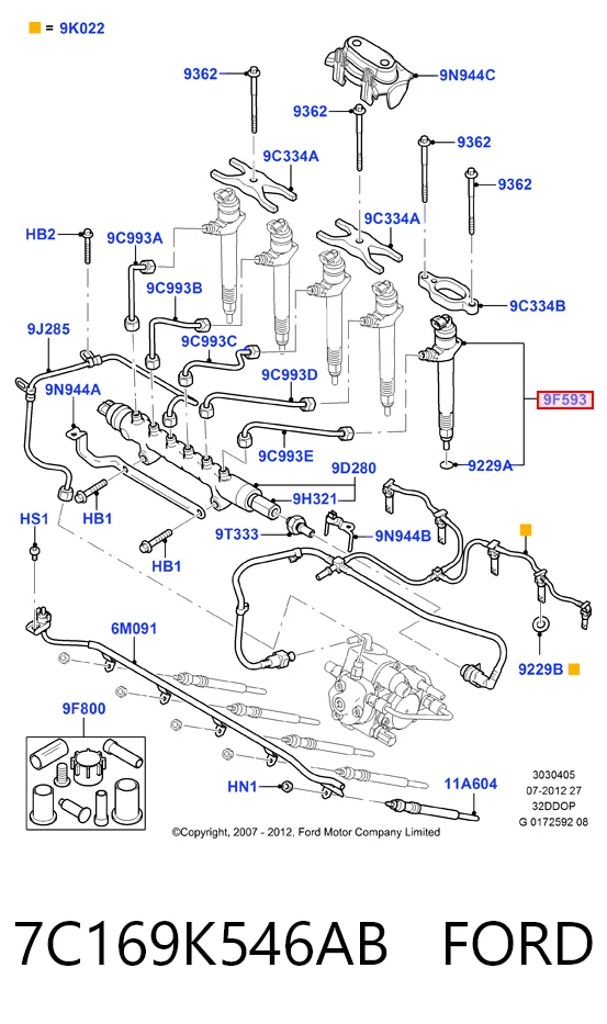 7C169K546AB Ford Injetor de injeção de combustível