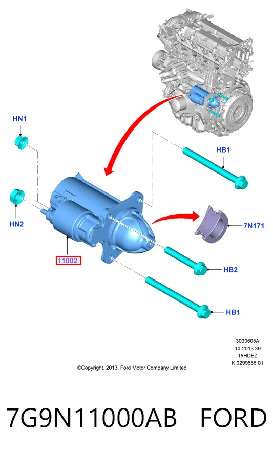 7G9N11000AB Ford Motor de arranco