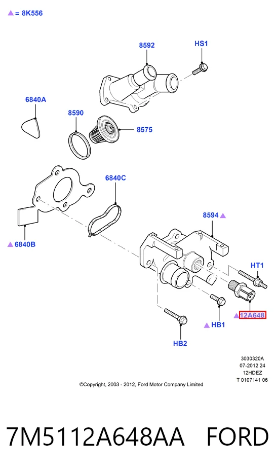 7M5112A648AA Ford Sensor de temperatura do fluido de esfriamento