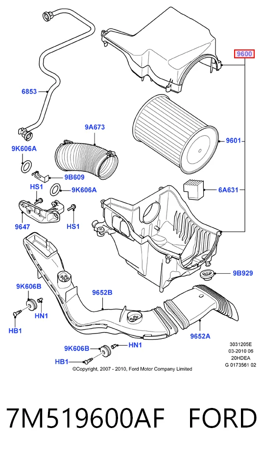 Caixa de filtro de ar Ford Mondeo IV CA2