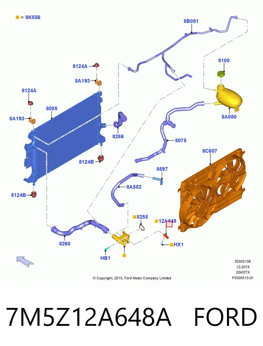 7M5Z12A648A Ford Sensor de temperatura do fluido de esfriamento