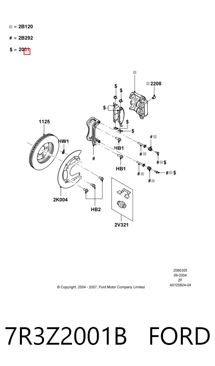 7R3Z2001B Ford Sapatas do freio dianteiras de disco