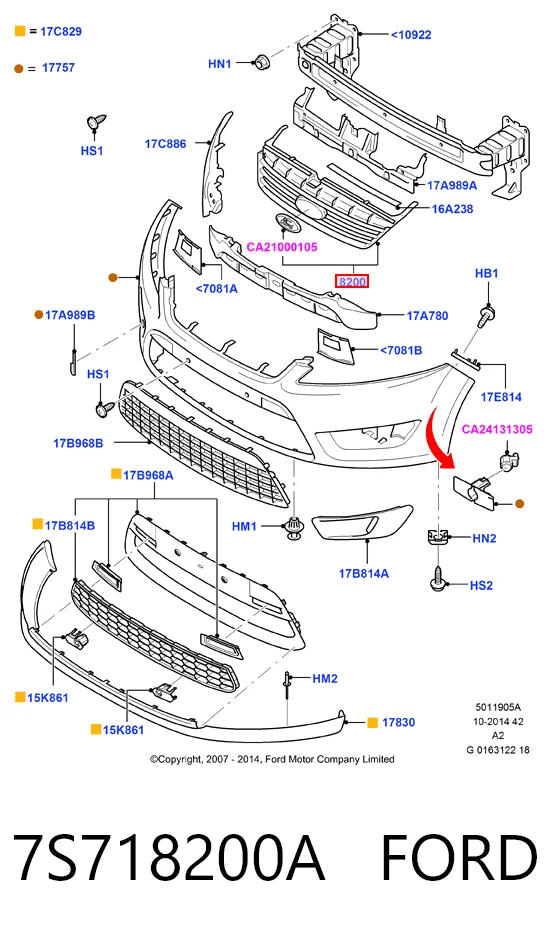 Grelha do radiador para Ford Mondeo IV CA2