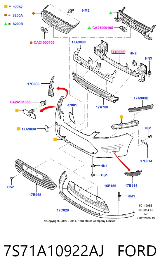 Reforçador do pára-choque dianteiro para Ford Mondeo IV CA2