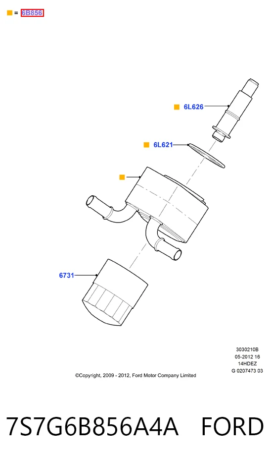 7S7G6B856A4A Ford Radiador de óleo