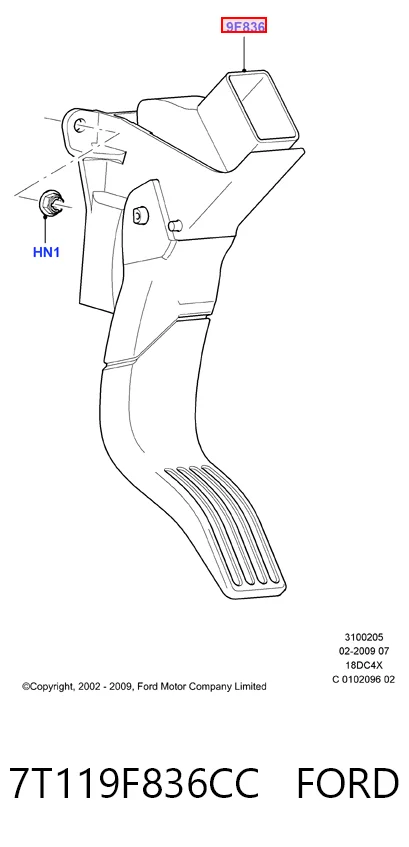  Pedal de gás (de acelerador) Ford Connect сaixa (TC7) (2002 - 2013) 