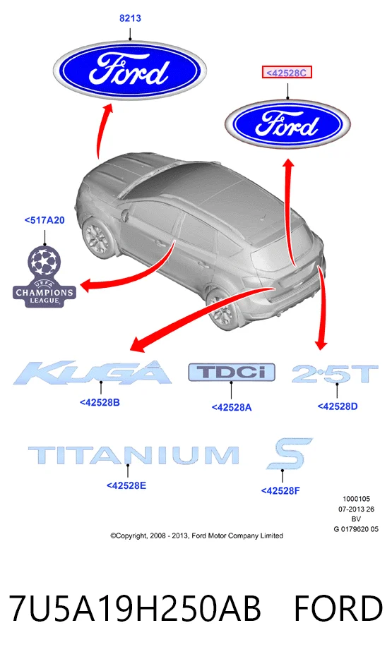 Emblema de tampa de porta-malas (emblema de firma) Ford Focus II hatchback (DA, HCP, DP) (2004 - 2011) II