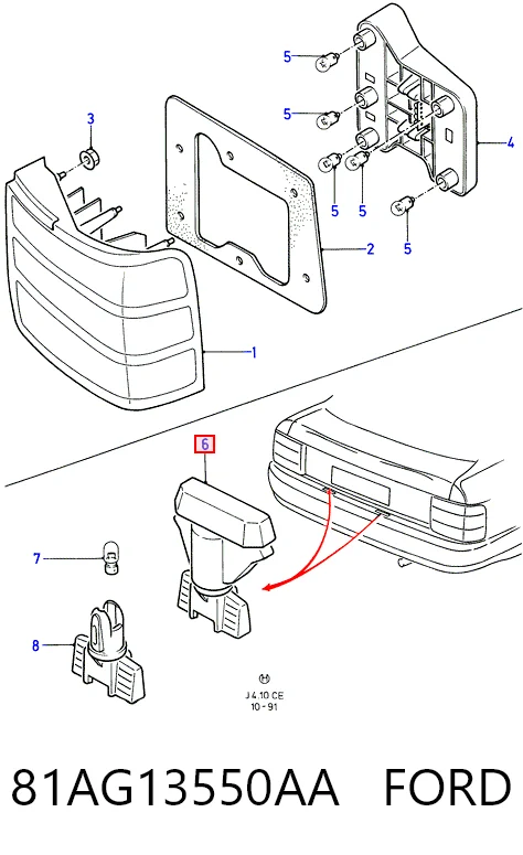 Lanterna da luz de fundo de matrícula traseira para Ford Escort III GAA, AWA, ABFT, AVA