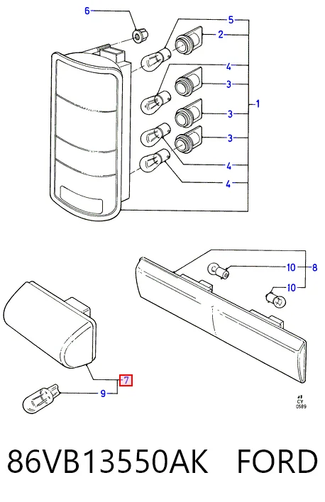 86VB13550AK Ford Lanterna da luz de fundo de matrícula traseira
