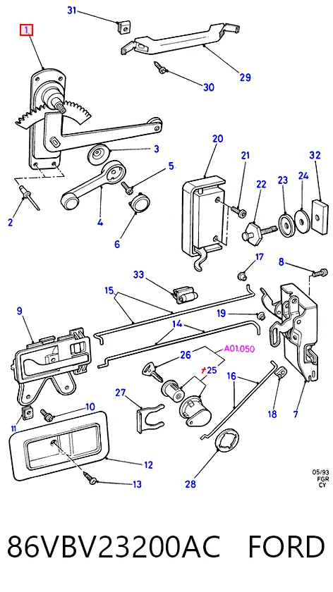 Mecanismo de acionamento de vidro da porta dianteira direita para Ford Transit IV T