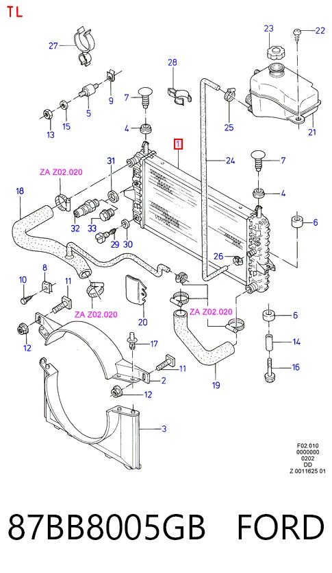  Radiador de esfriamento de motor Ford Sierra I hatchback (GBC) (1982 - 1987) I