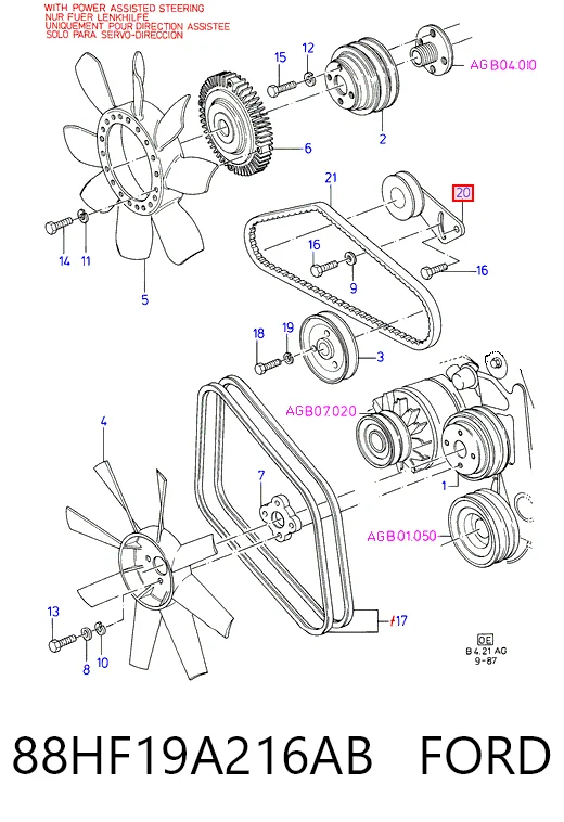 Rolo de reguladora de tensão da correia de transmissão Ford Transit III V