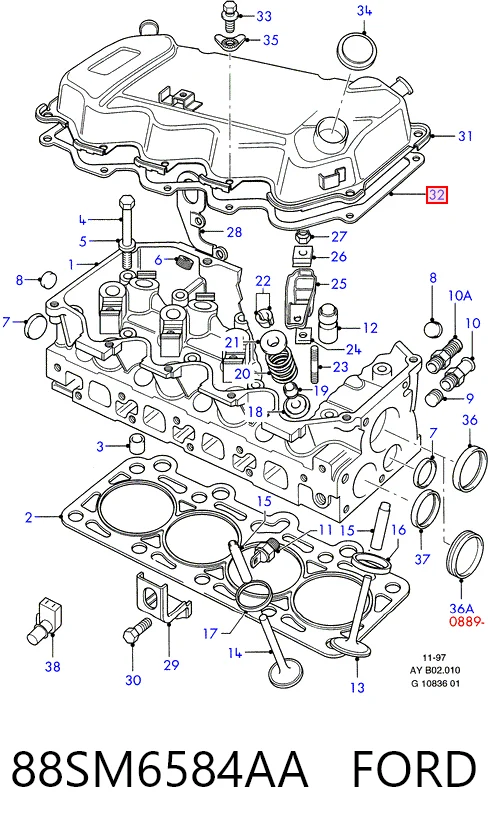  Vedante de tampa de válvulas de motor Ford Escort III conversível (ALD) (1983 - 1985) III