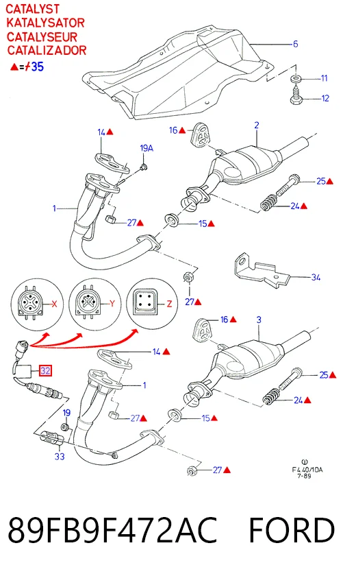 Sonda lambda, sensor de oxigênio para Ford Fiesta COURIER F3L, F5L