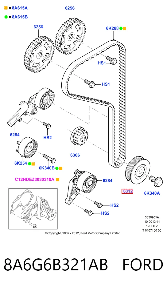 8A6G6B321AB Ford Polia de cambota