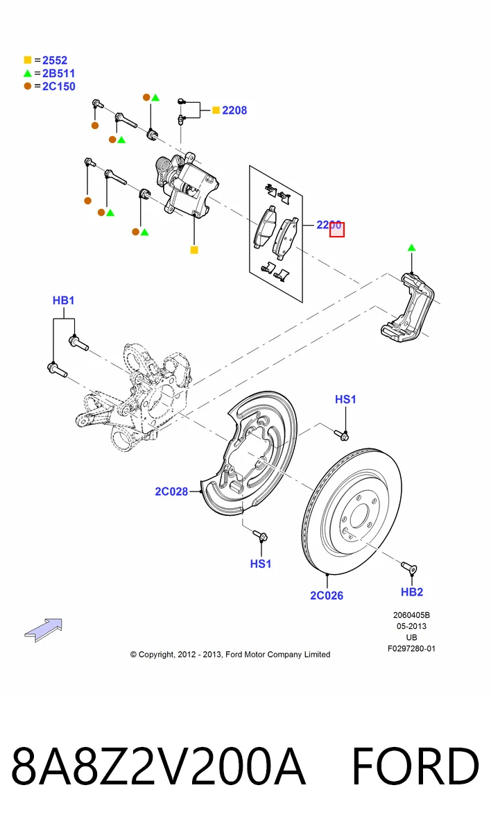 8A8Z2V200A Ford Sapatas do freio traseiras de disco