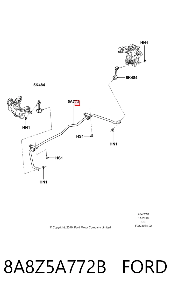 8A8Z5A772B Ford Estabilizador traseiro