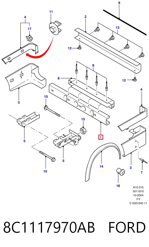 Reforçador do pára-choque traseiro para Ford Transit V V184/5