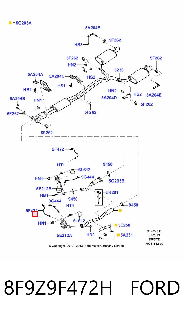 8F9Z9F472H Ford Sonda lambda, sensor de oxigênio até o catalisador