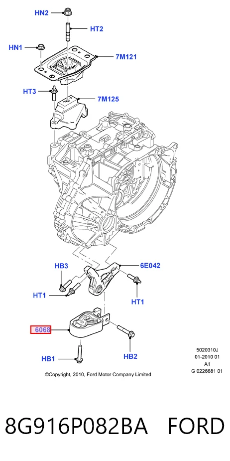 8G916P082BA Ford Coxim (suporte) traseiro de motor