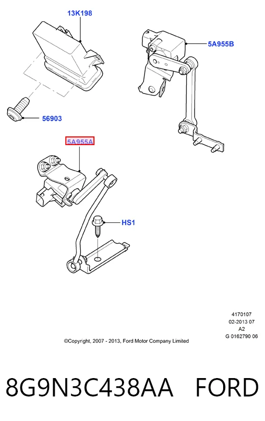 8G9N3C438AA Ford Sensor dianteiro do nível de posição de carroçaria