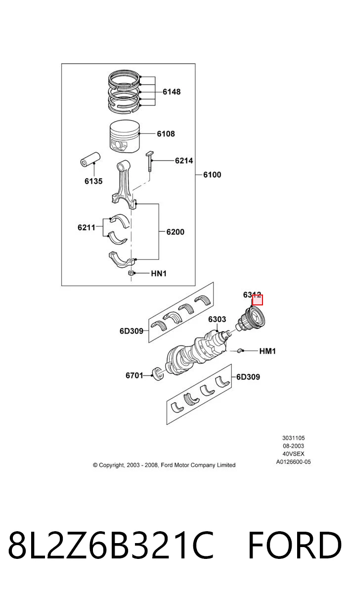  Polia de cambota Ford Explorer SUV (U251) (2006 - 2010) 