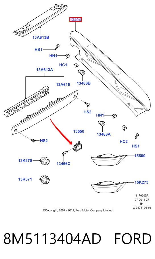 8M5113404AD Ford Lanterna traseira direita