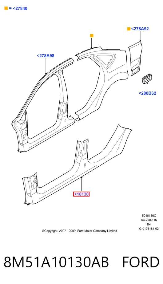 Acesso externo direito para Ford Focus II DA, HCP, DP