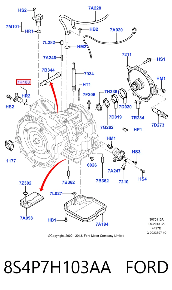 8S4P7H103AA Ford Sensor de velocidade