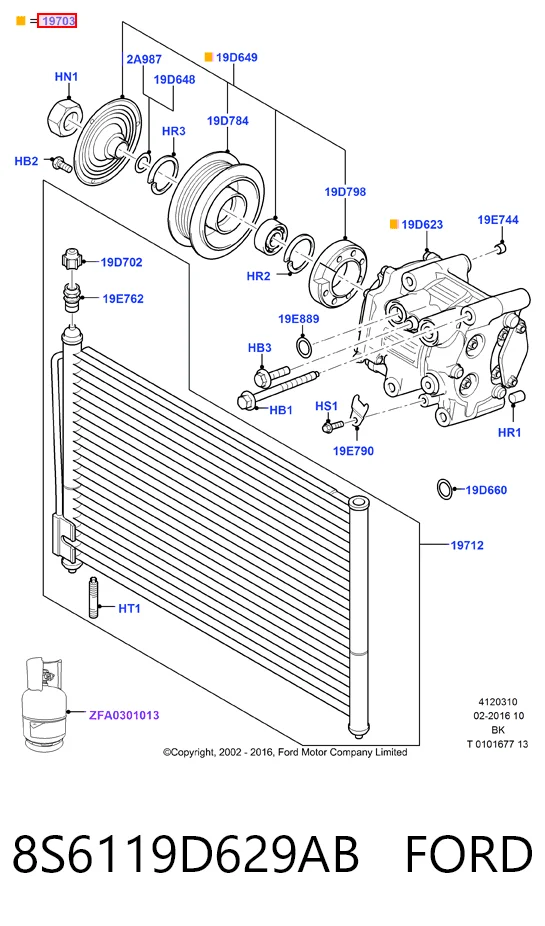 8S6119D629AB Ford Compressor de aparelho de ar condicionado