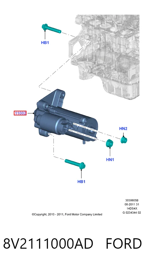 8V2111000AD Ford Motor de arranco