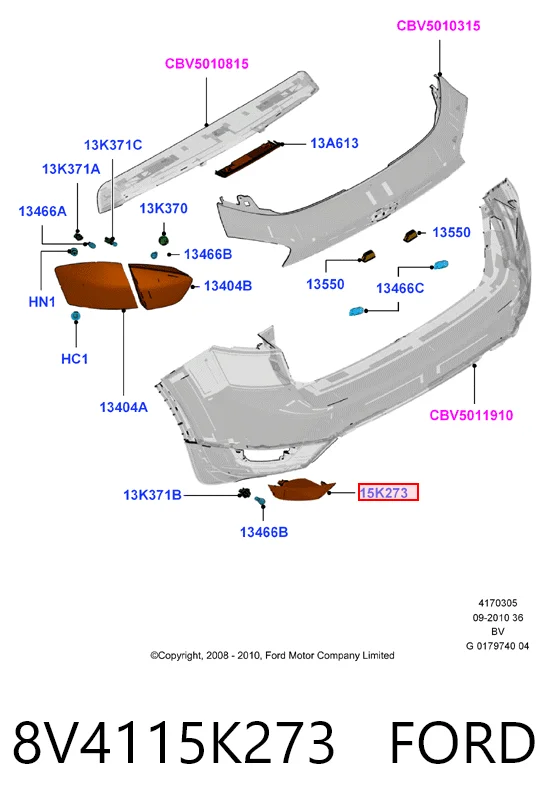 8V4115K273 Ford Lanterna de nevoeiro traseira esquerda