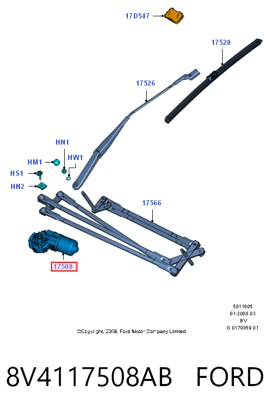 Motor de limpador pára-brisas do pára-brisas para Ford Kuga I CBV