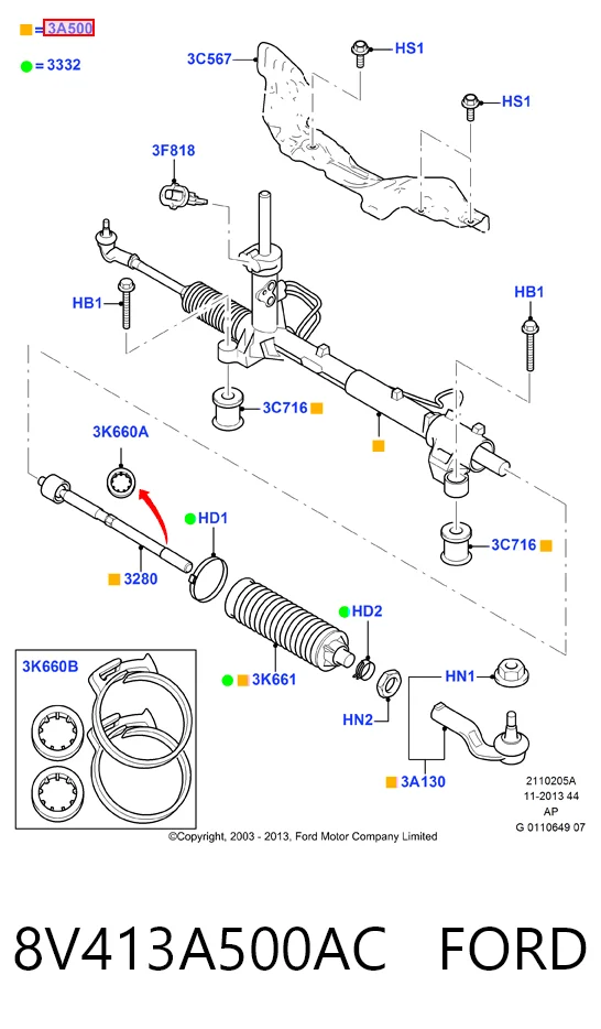 8V413A500AC Ford