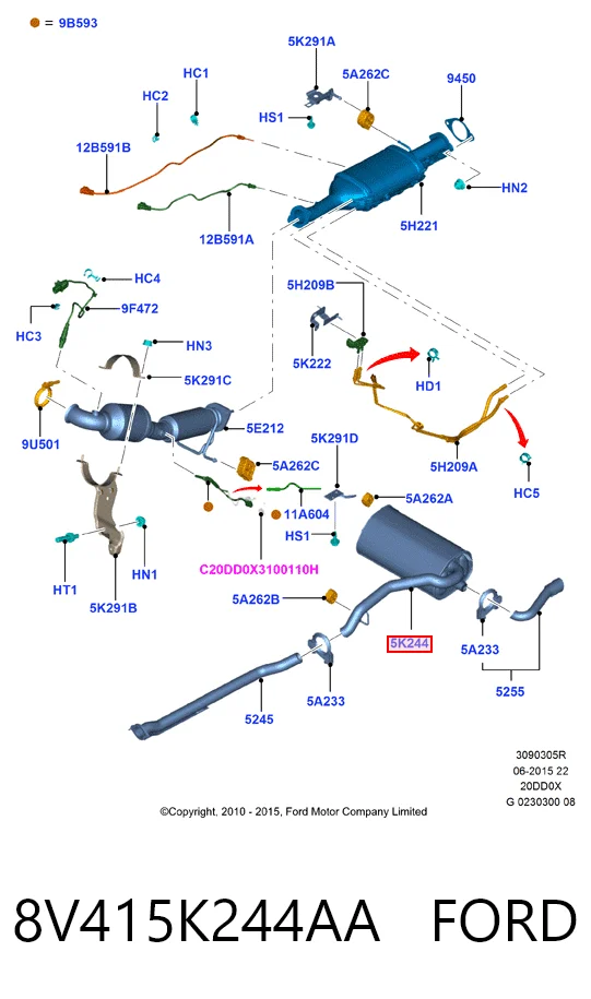 Silenciador, parte traseira Ford Kuga I CBV