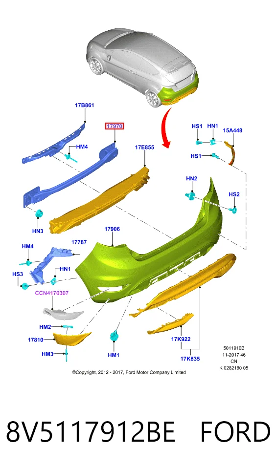  Reforçador do pára-choque traseiro Ford Fiesta Mk6 hatchback (CB1) (2008 - 2016) Mk6