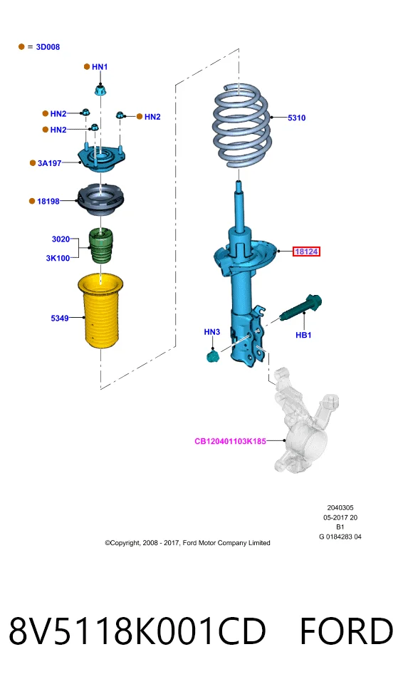  Amortecedor dianteiro Ford Fiesta Mk6 hatchback (CB1) (2008 - 2016) Mk6