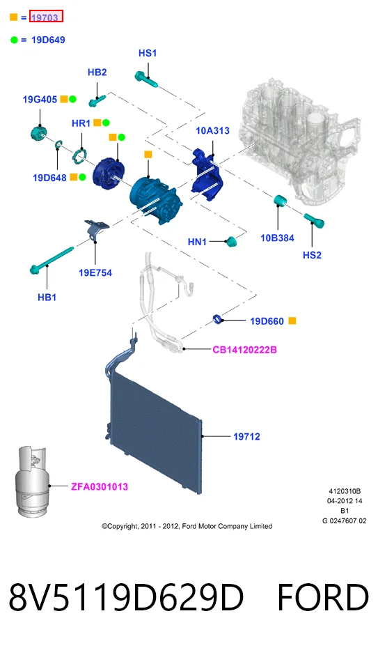 8V5119D629D Ford Compressor de aparelho de ar condicionado