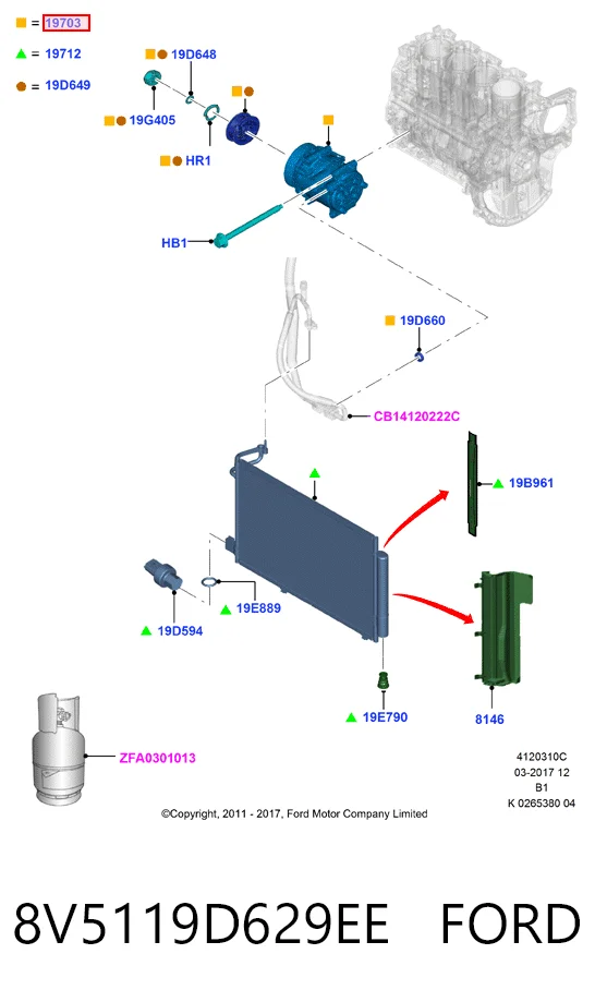 8V5119D629EE Ford Compressor de aparelho de ar condicionado