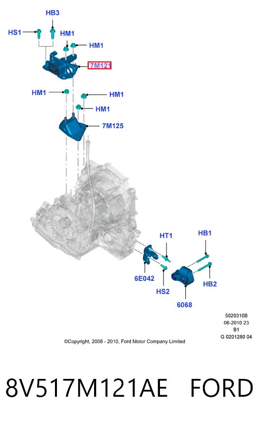 8V517M121AE Ford Coxim (suporte) esquerdo de motor