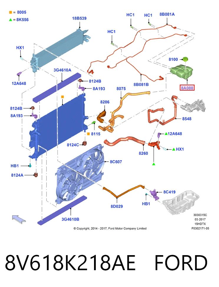 8V618K218AE Ford Tanque de expansão do sistema de esfriamento