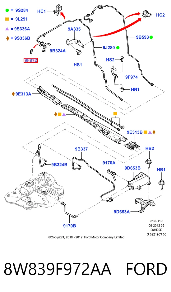 8W839F972AA Ford Sensor de pressão de combustível