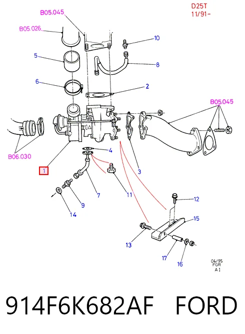 914F6K682AF Ford Turbina