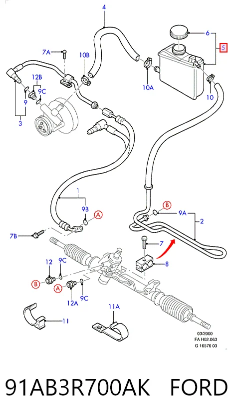  Tanque de bomba da Direção hidrâulica assistida Ford Escort VII hatchback (GAL, AAL, ABL) (1995 - 1998) VII