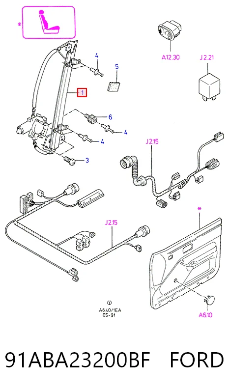 Compre Mecanismo de acionamento de vidro da porta dianteira direita Ford Escort 5