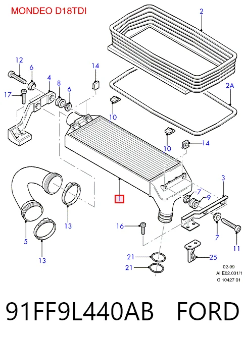 Radiador de intercooler para Ford Escort VII GAL, AAL, ABL