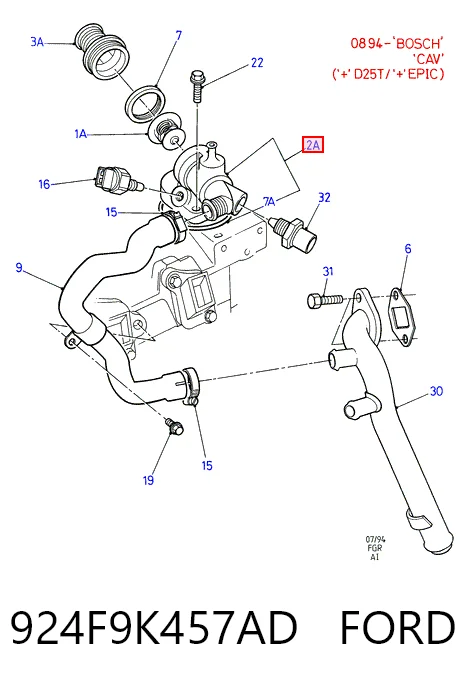924F9K457AD Ford Caixa do termostato