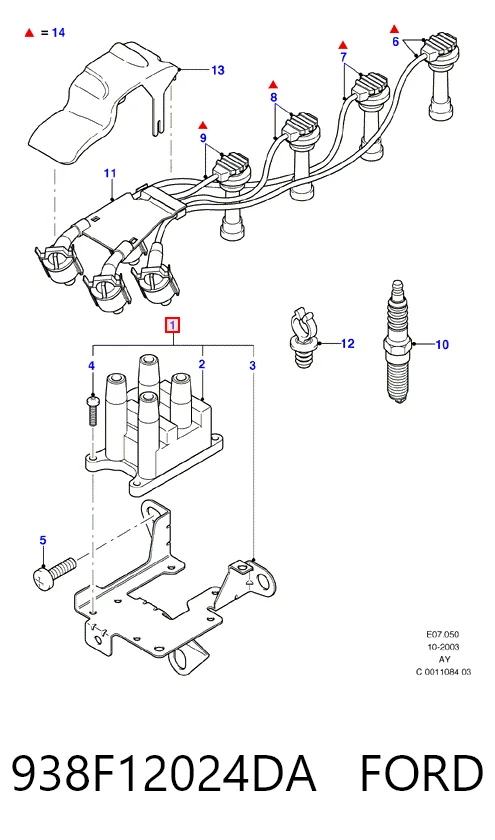 938F12024DA Ford Bobina de ignição