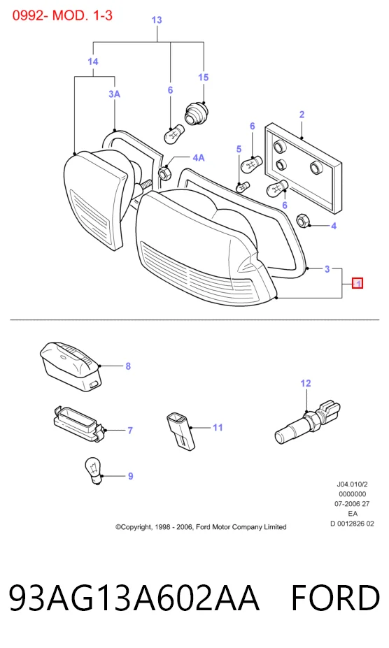 Lanterna traseira direita para Ford Escort VII GAL, AAL, ABL